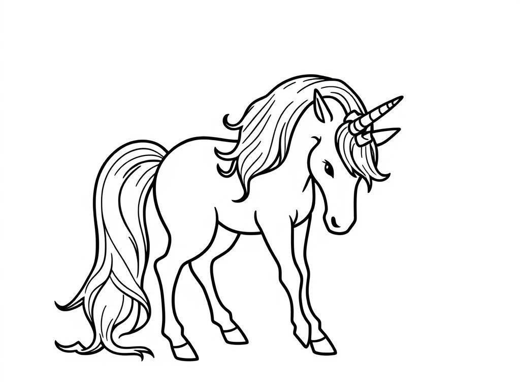 unicorn wit head down - Free Printable Coloring Page