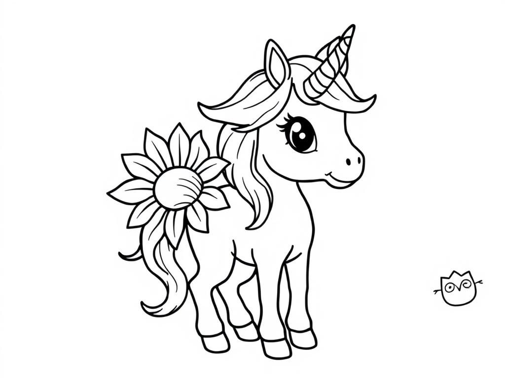 Preview of Unicorn with a sun flower