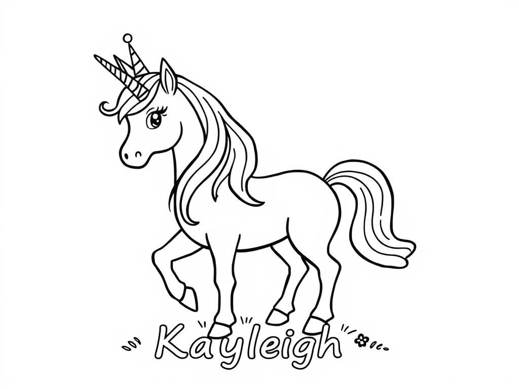 Preview of Unicorn with prinsess and the name Kayleigh