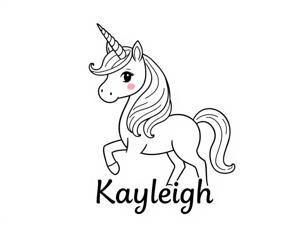 Preview of Unicorn with prinsess on top and the name Kayleigh