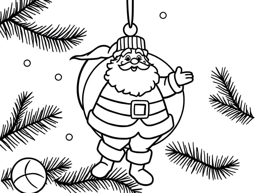 Santa Claus Christmas Ornament Coloring Page