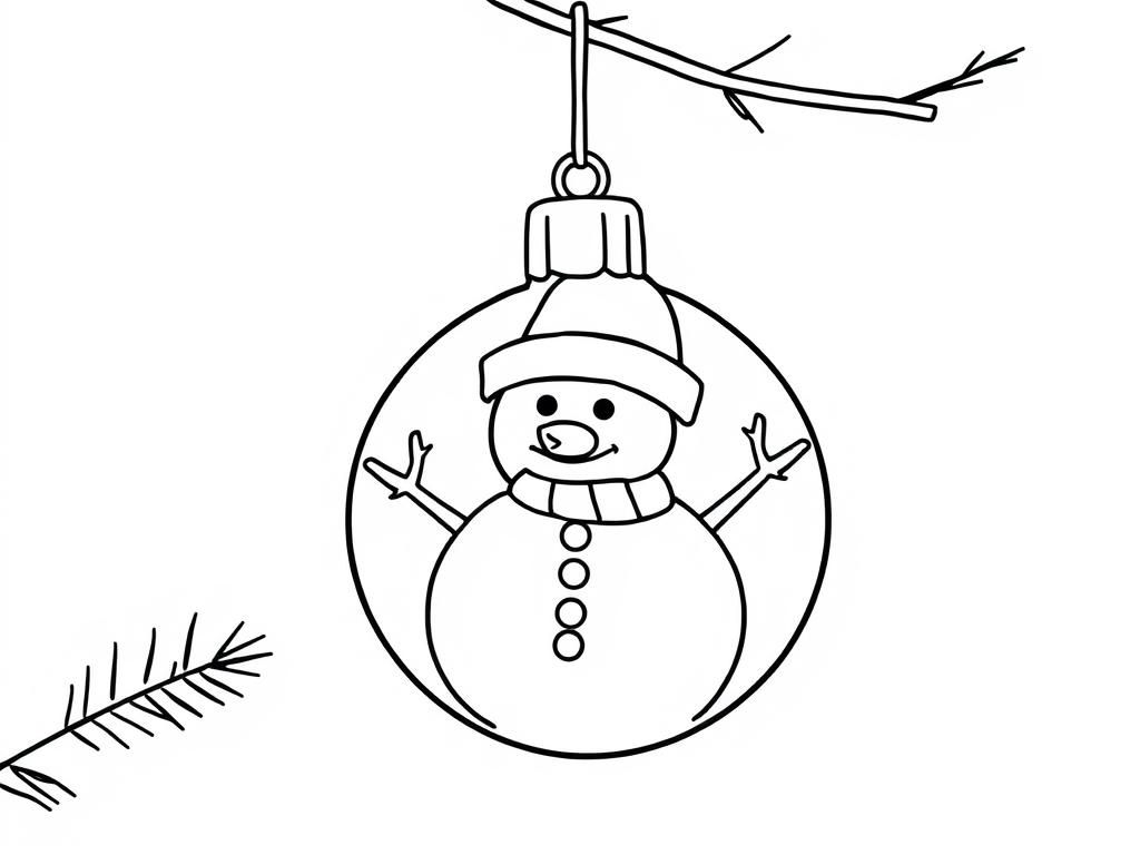 Snowman Christmas Ornament Coloring Page