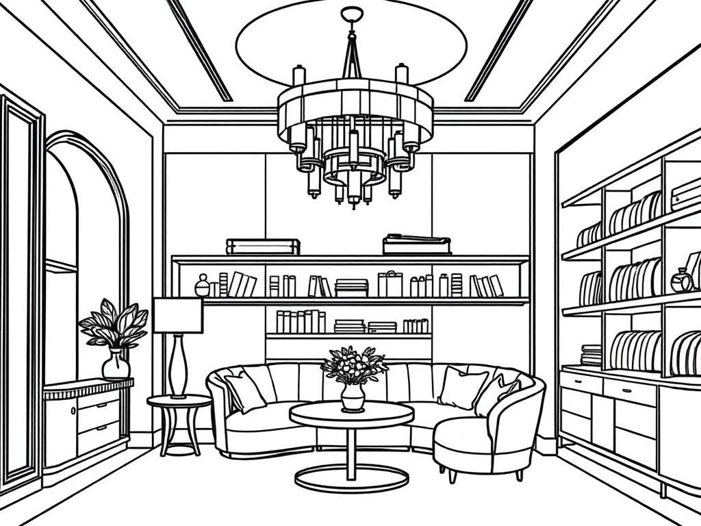 Cozy Living Room Coloring Page