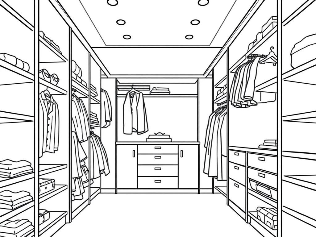 Walk-in Closet Interior Coloring Page