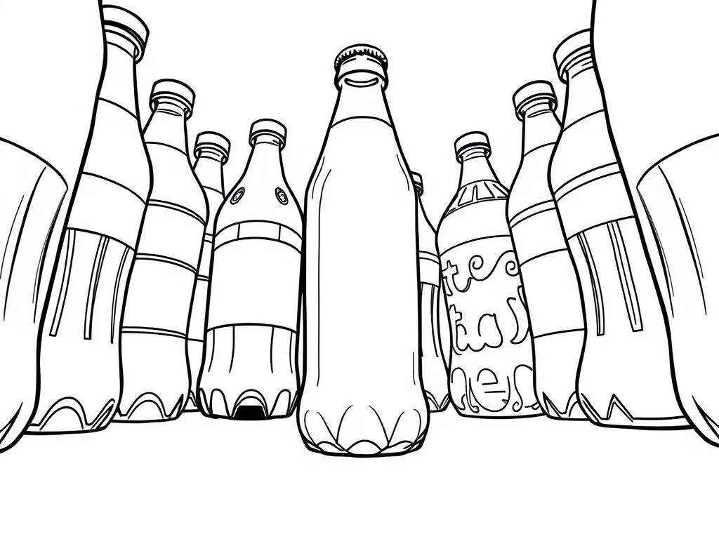 Using a low-angle perspective, a bottle of iced tea is positioned in the center, surrounded by a group of other beverages, creating a sense of oppression.