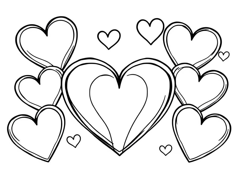 Valentine hearts - Valentines Day Coloring Page