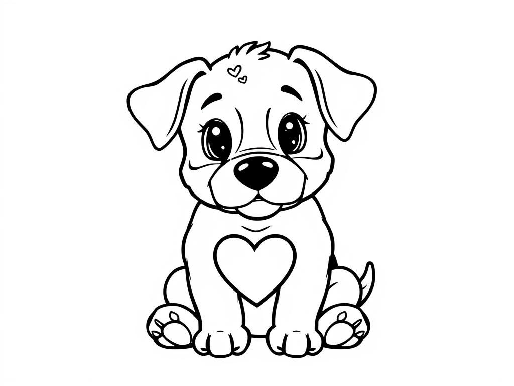 Valentine puppy - Valentines Day Coloring Page