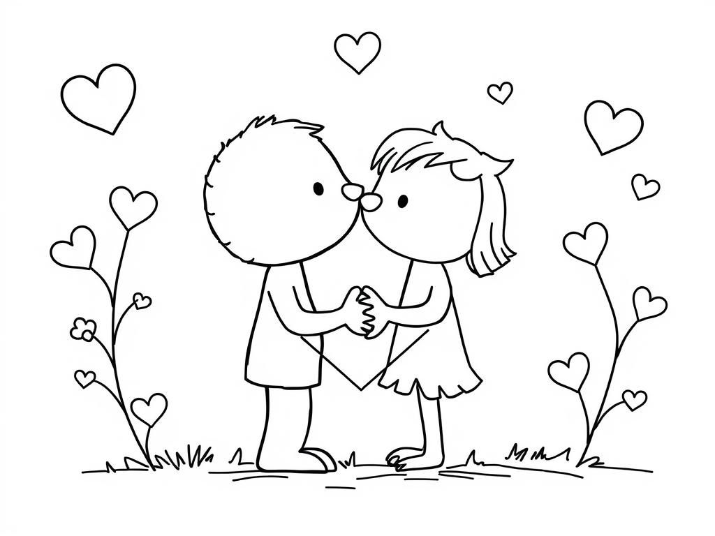 Valentine romatic - Valentines Day Coloring Page