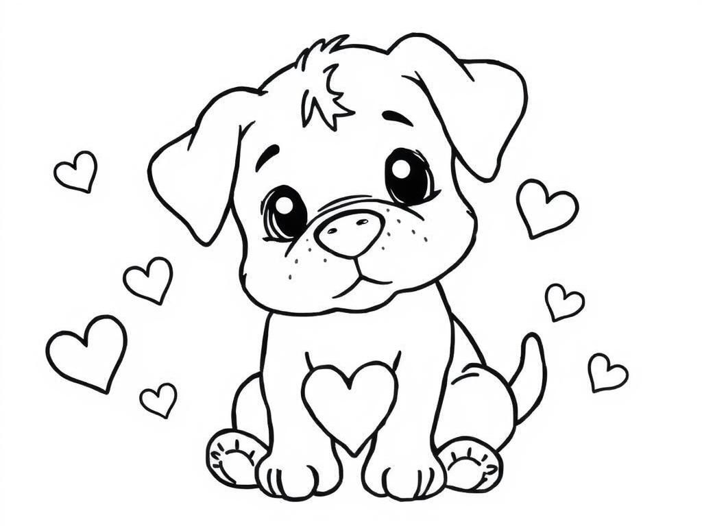 Valentine romatintic puppy - Valentines Day Coloring Page