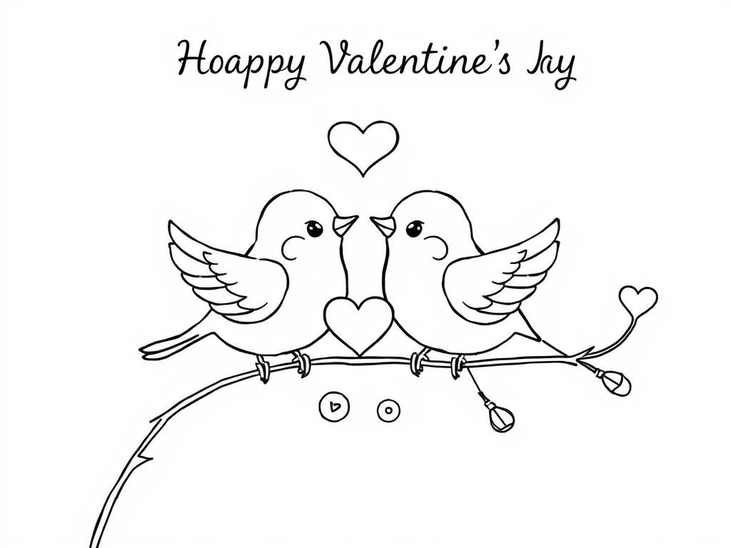 Birds in Love Coloring Page