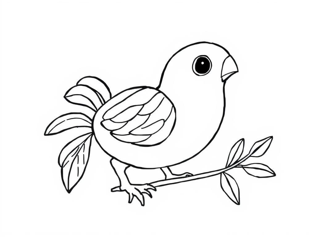 Bird Coloring Page - Perched on a Branch