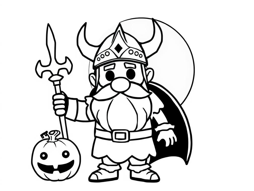 Viking Warrior Halloween Coloring Page