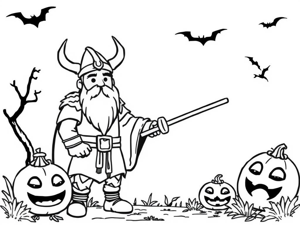 Halloween Viking Warrior Coloring Page