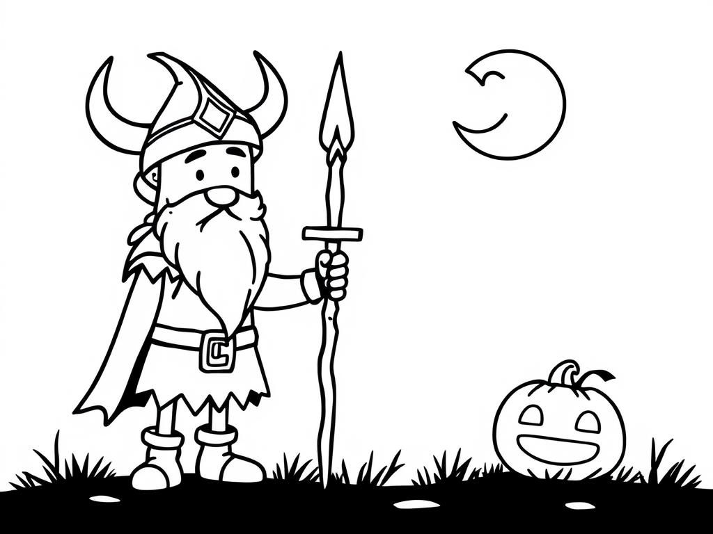 Halloween Viking Warrior Coloring Page