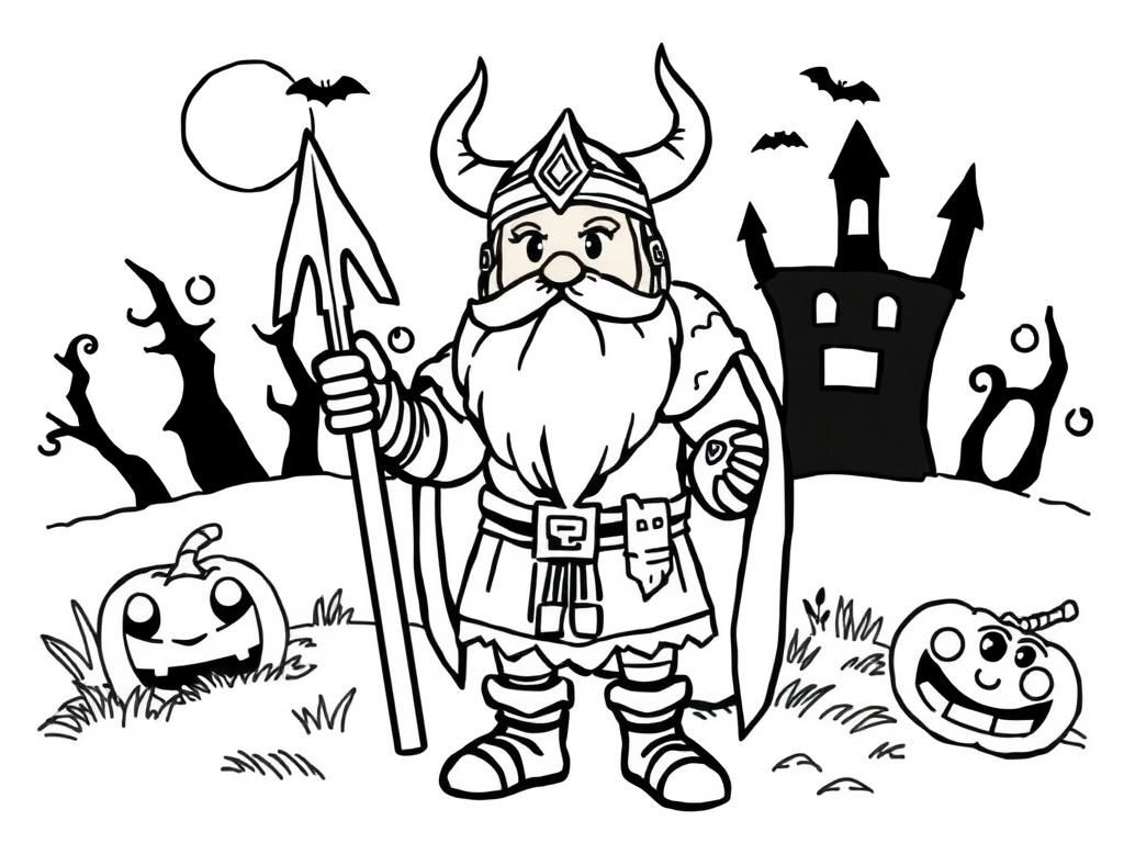 Viking Warrior Halloween Coloring Page