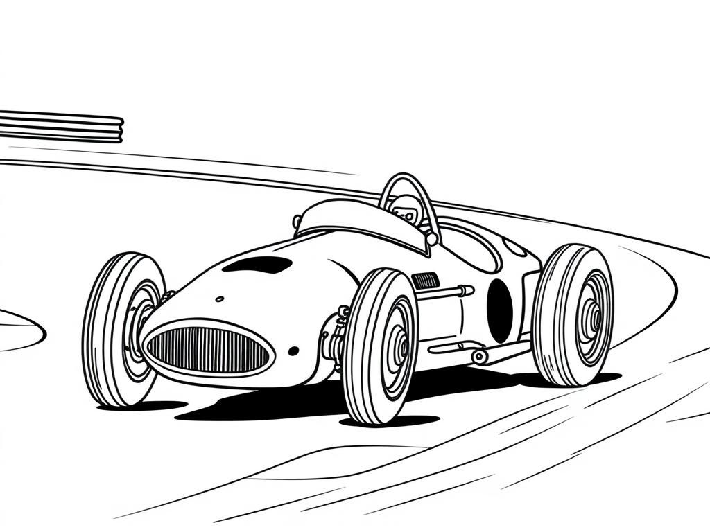 Vintage Race Car Coloring Page