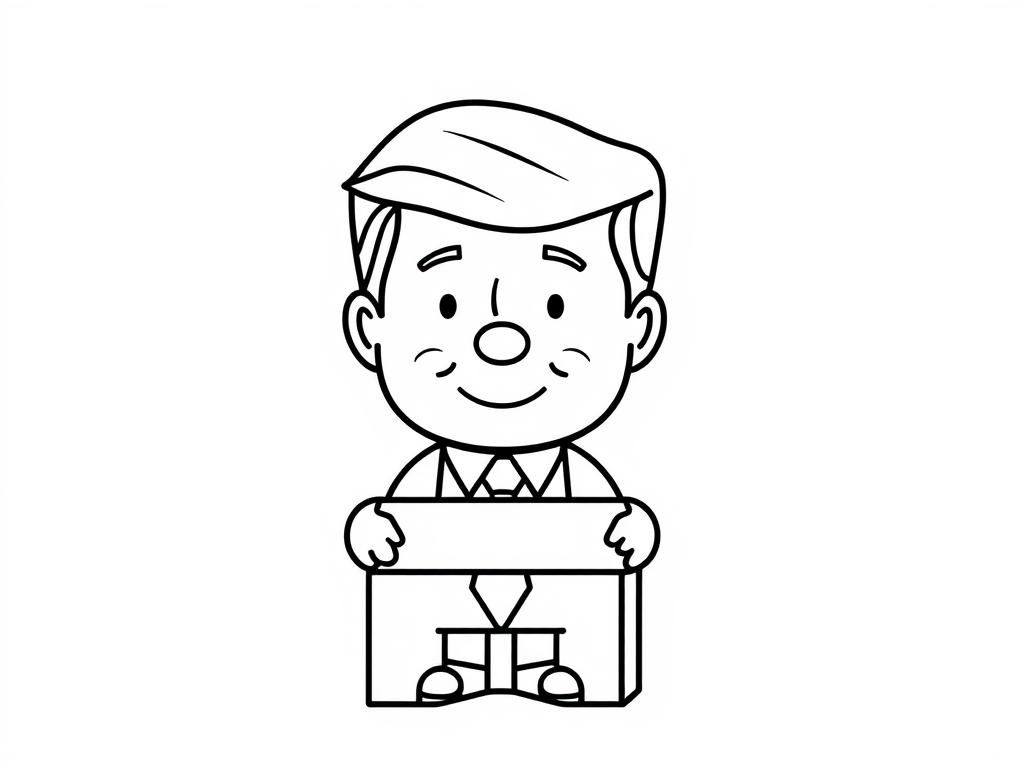Boy Holding Sign Coloring Page