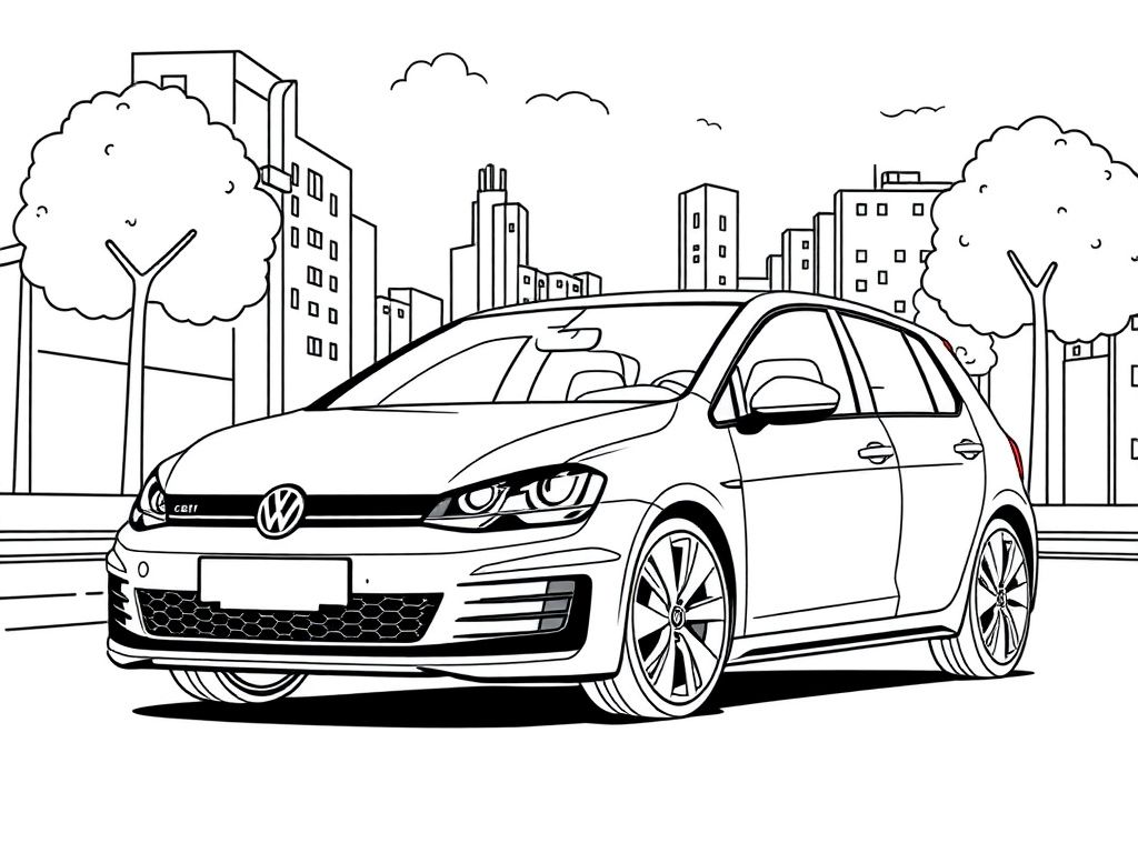 Volkswagen Golf City Drive Coloring Page