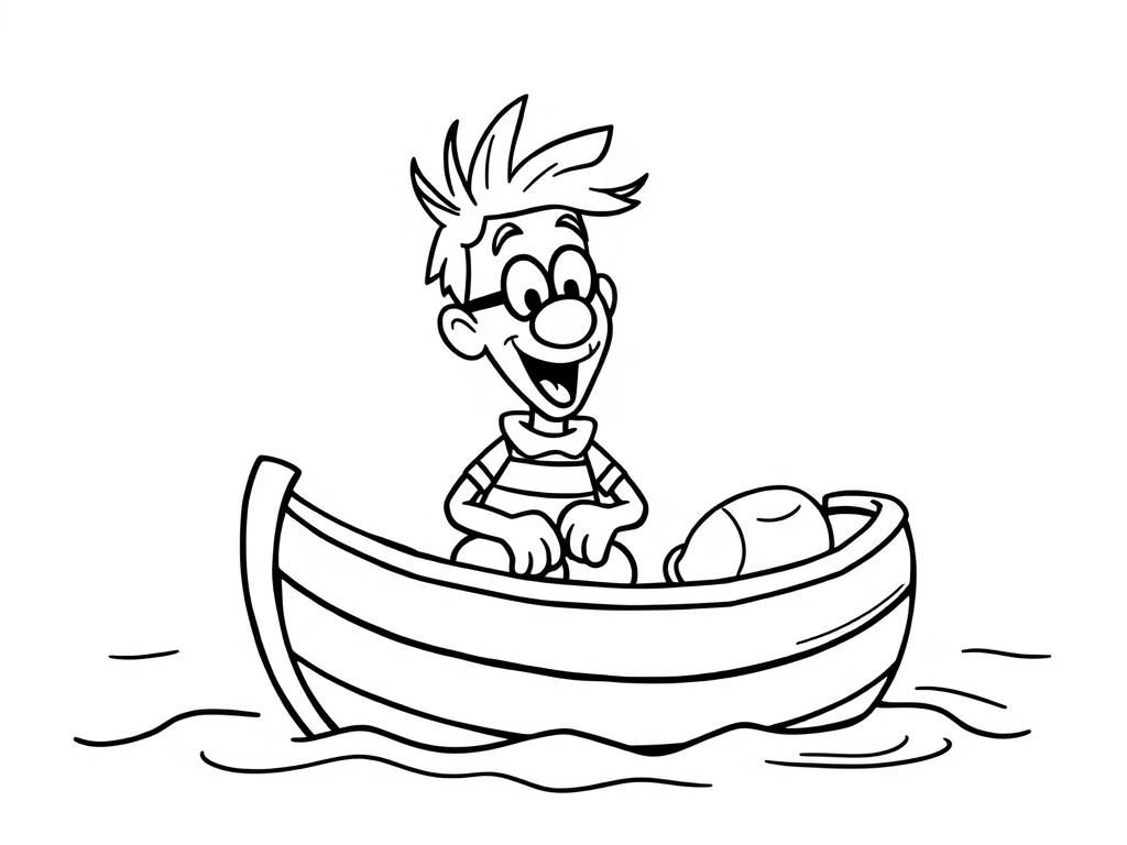 Boy in a Boat Coloring Page