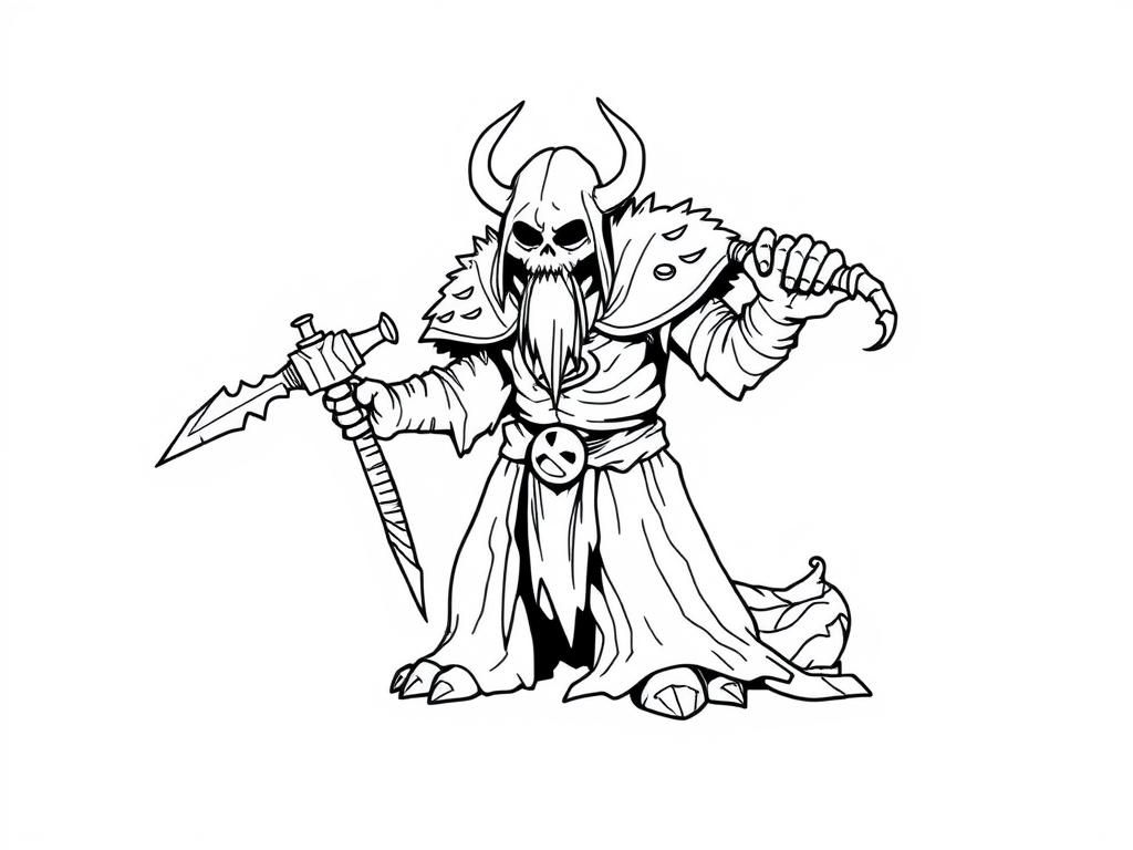 Dark Fantasy Warrior Coloring Page