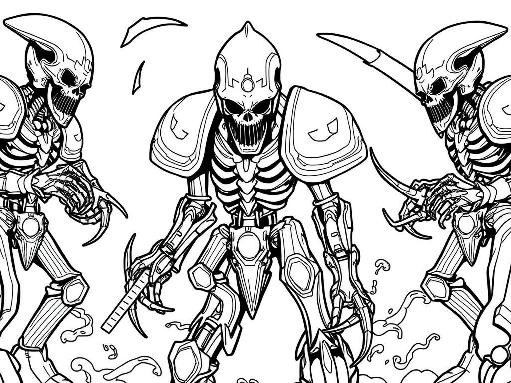 Robotic Skeleton Warriors Coloring Page