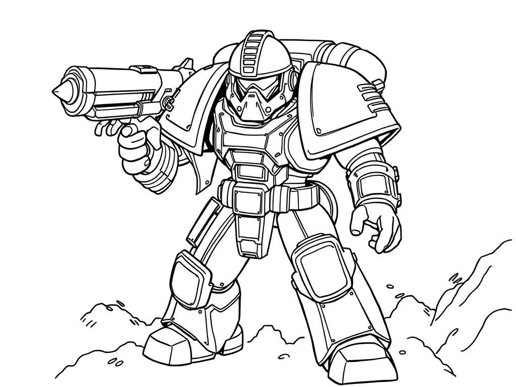 Warhammer 40k Space Marine Coloring Page