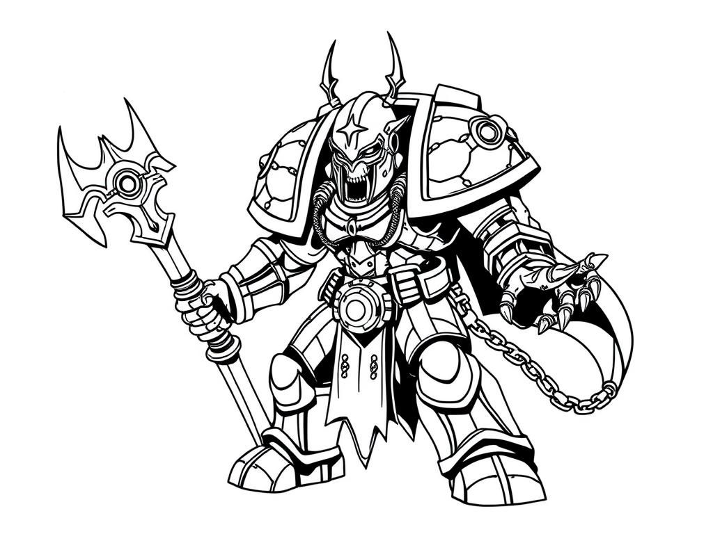 Warhammer 40K: Angron - Free Printable Coloring Page