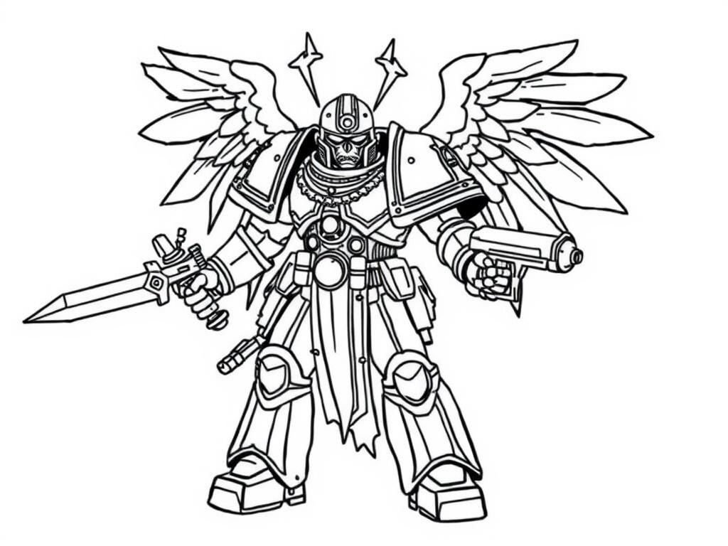 Space Marine Coloring Page - Epic Fantasy Art for Kids
