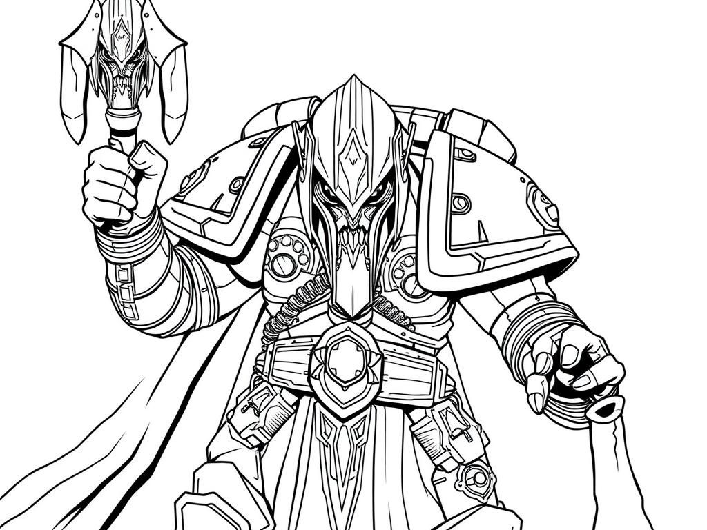 Warhammer 40K: Khan the betrayer - Free Printable Coloring Page