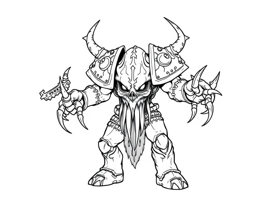Warhammer 40k nurgle chaos lord - Free Printable Coloring Page