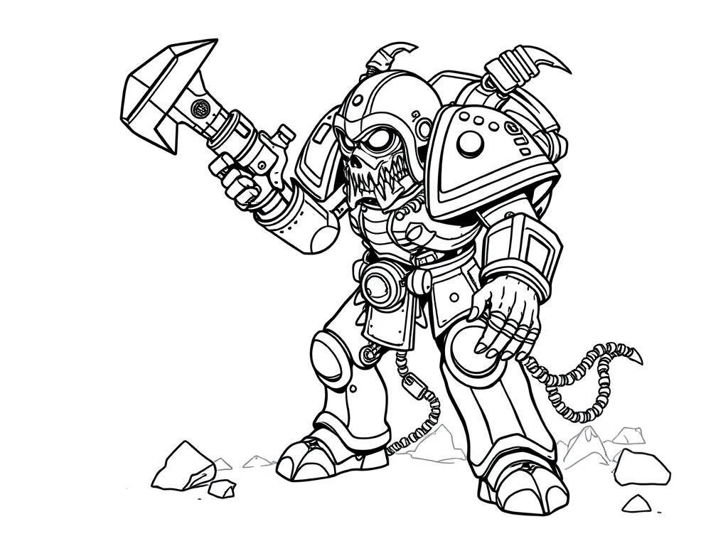 Robot Creature Coloring Page: Fantasy Adventure for Kids and Adults