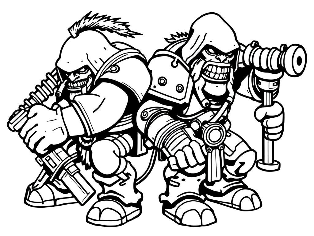Futuristic Warriors Coloring Page