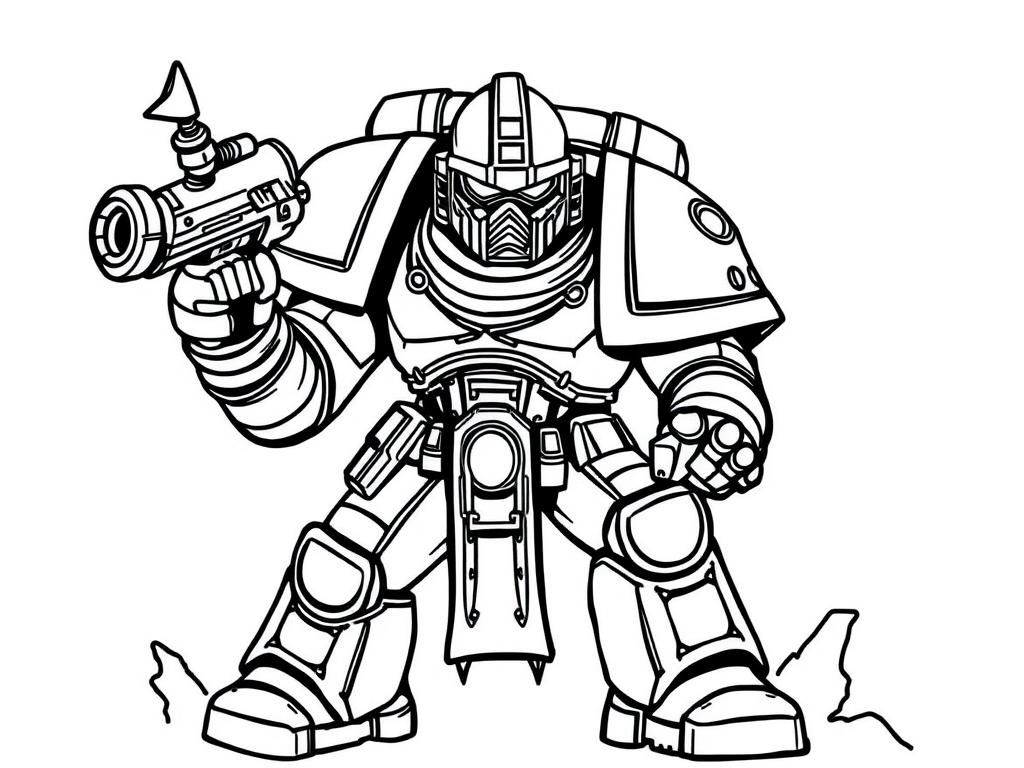 Futuristic Robot Warrior Coloring Page