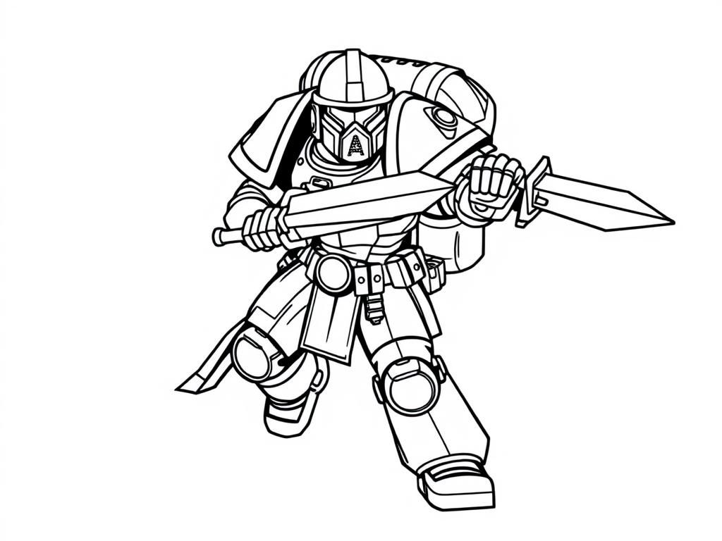 Preview of Warhammer 40k space marine with jump pack and sword