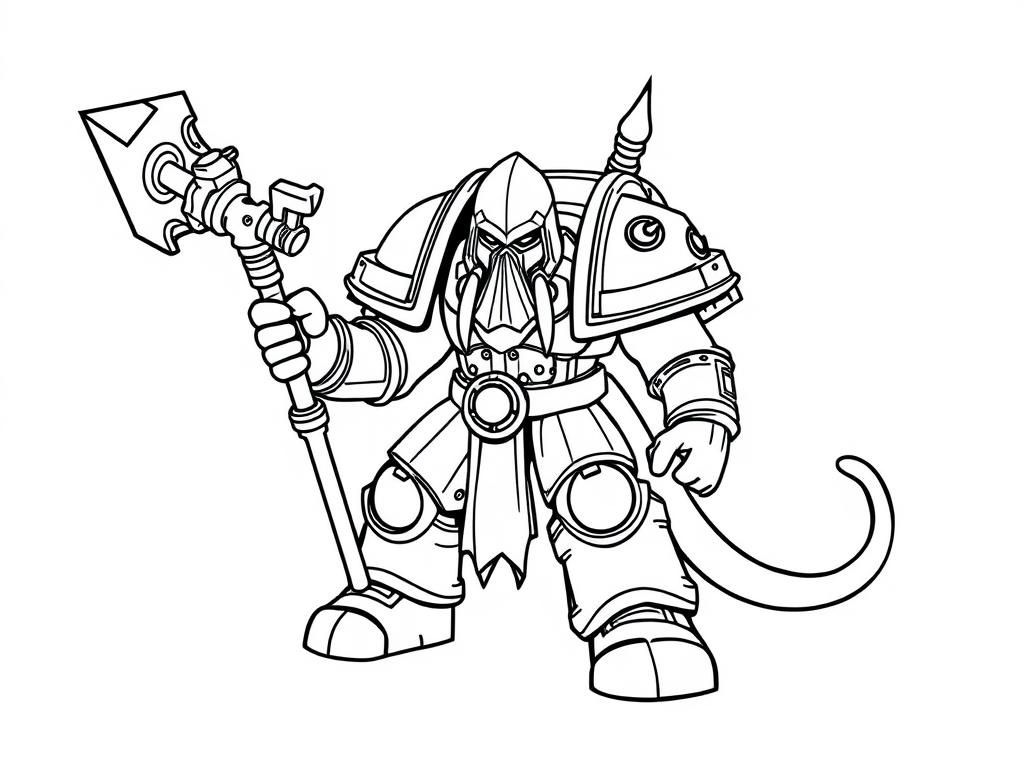 Fantasy Muis Krijger Kleurplaat