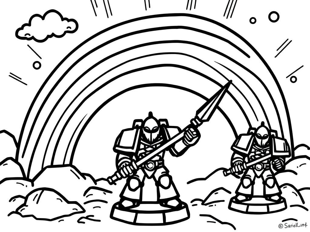warhammer rainbows - Free Printable Coloring Page