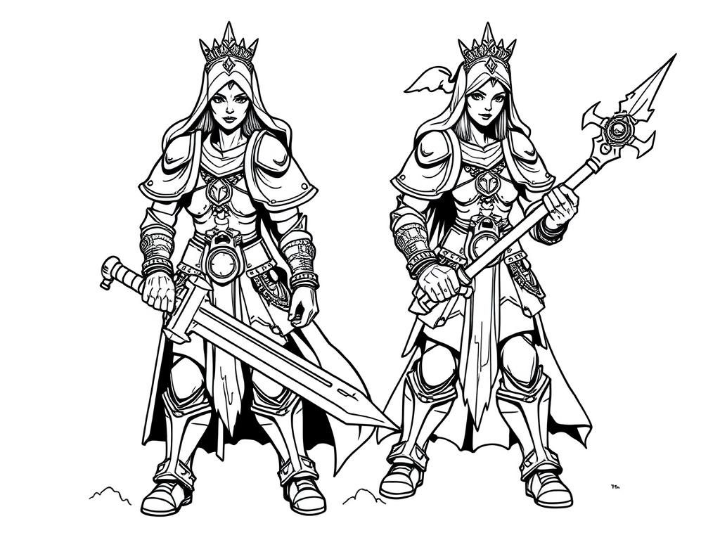 Female Warriors Coloring Page