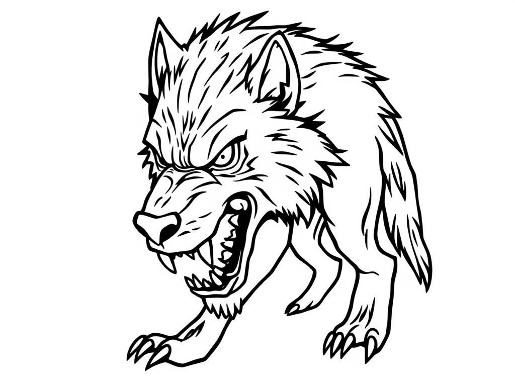 Fierce Wolf Coloring Page