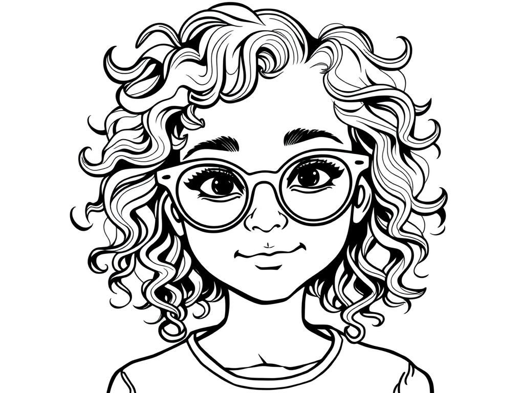 Girl with Curly Hair Coloring Page