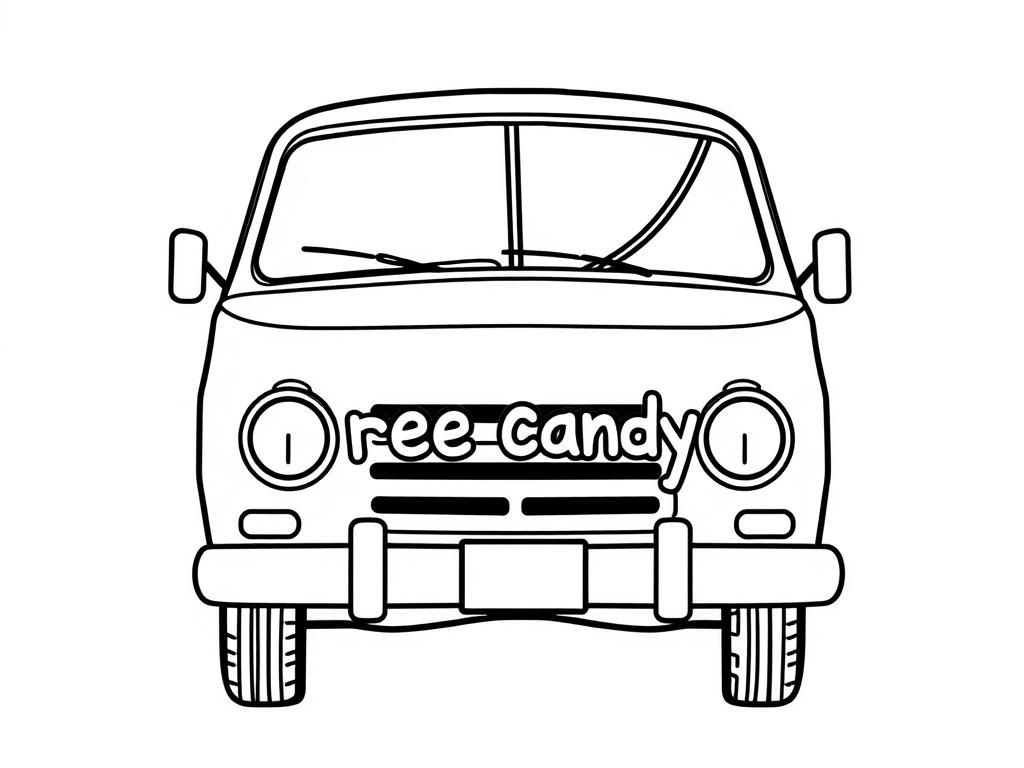 Kleurplaat van een vintage busje