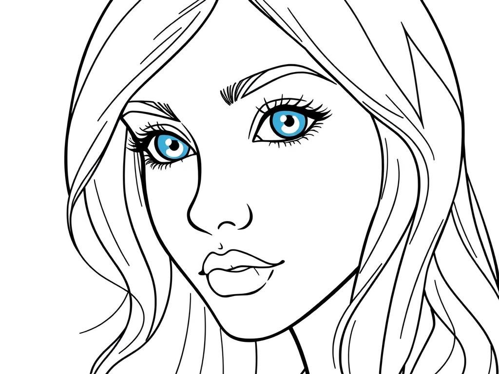 Woman Face Coloring Page
