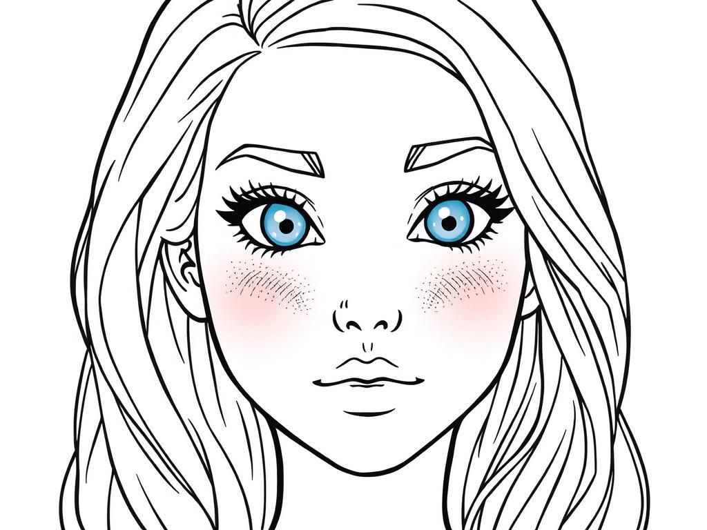 Girl with Blue Eyes Coloring Page