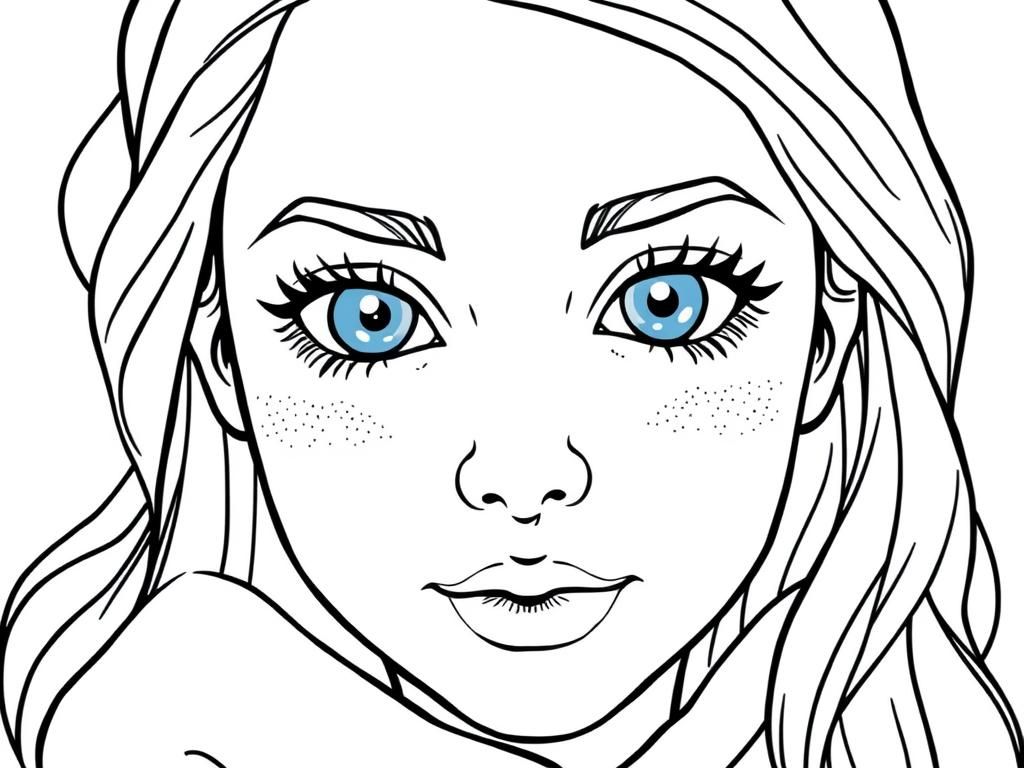 Female Face Coloring Page