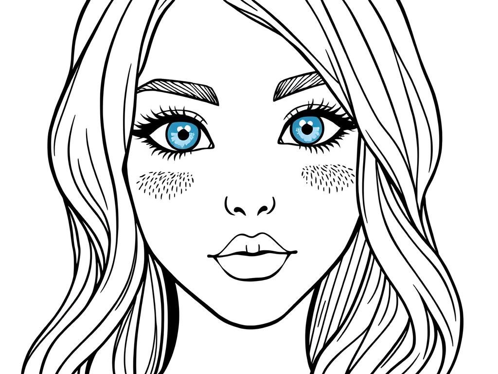 Girl with Blue Eyes Coloring Page
