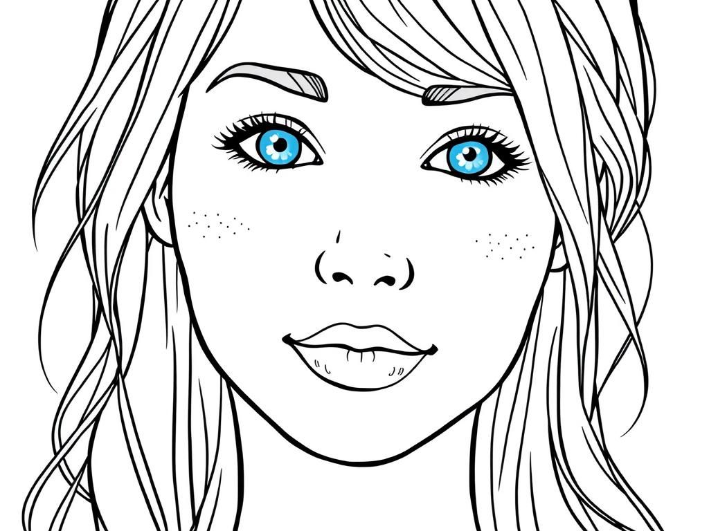 Girl with Blue Eyes Coloring Page
