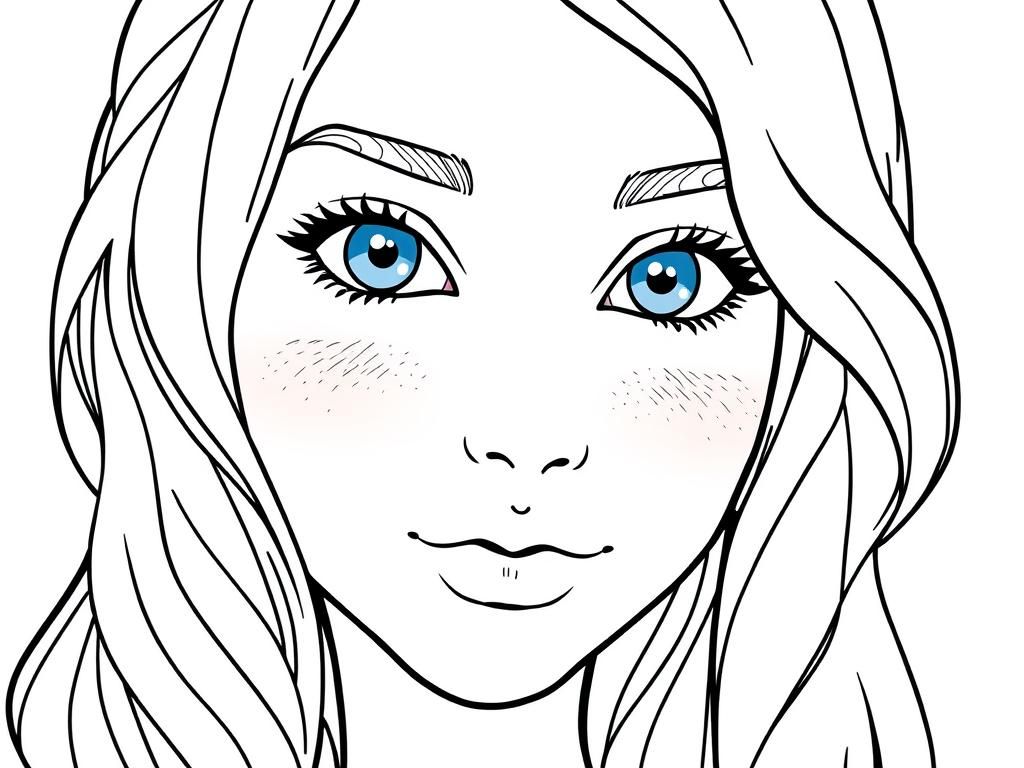 Girl with Blue Eyes Coloring Page