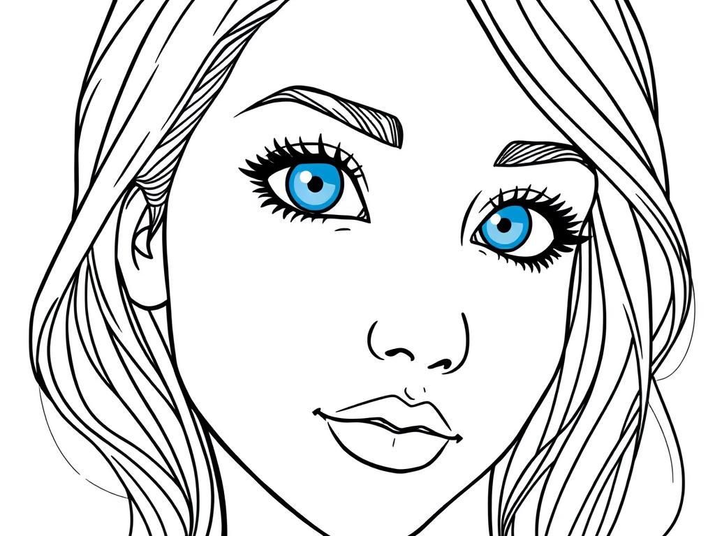 Girl Face Coloring Page