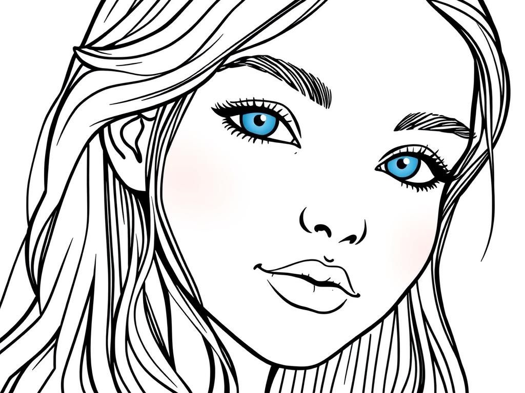 Girl with Blue Eyes Coloring Page