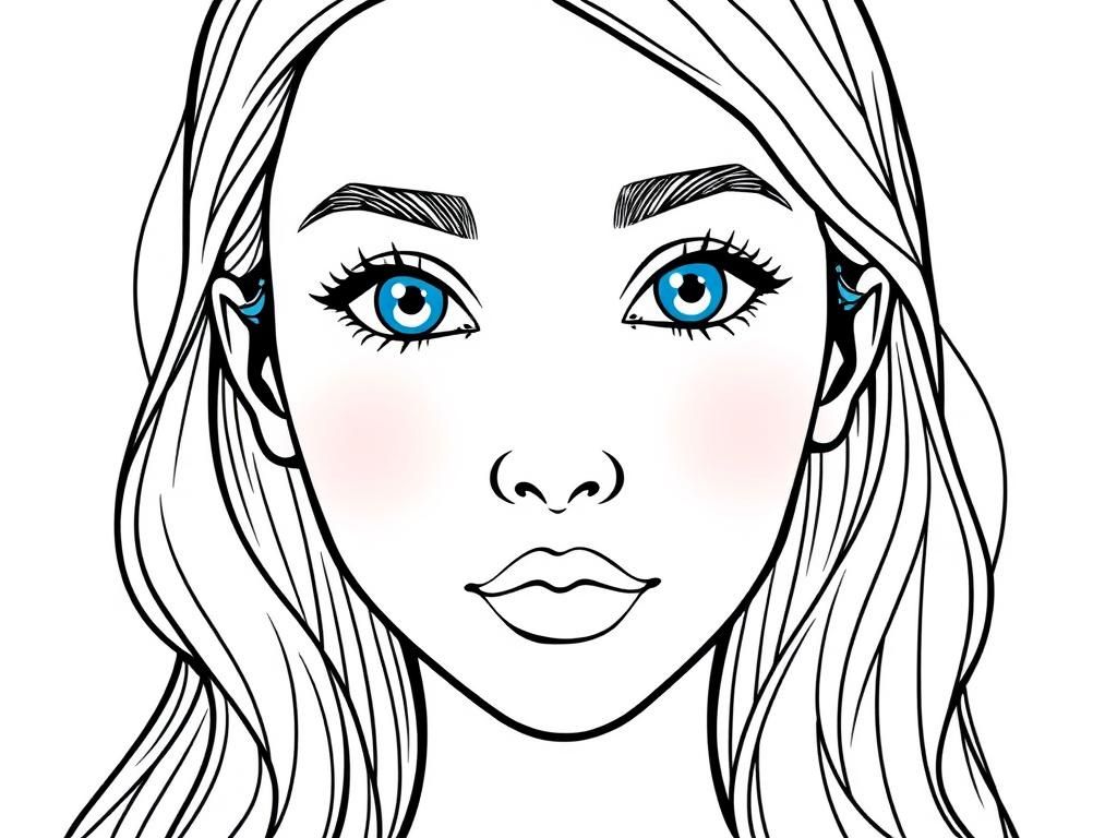 Girl with Blue Eyes Coloring Page