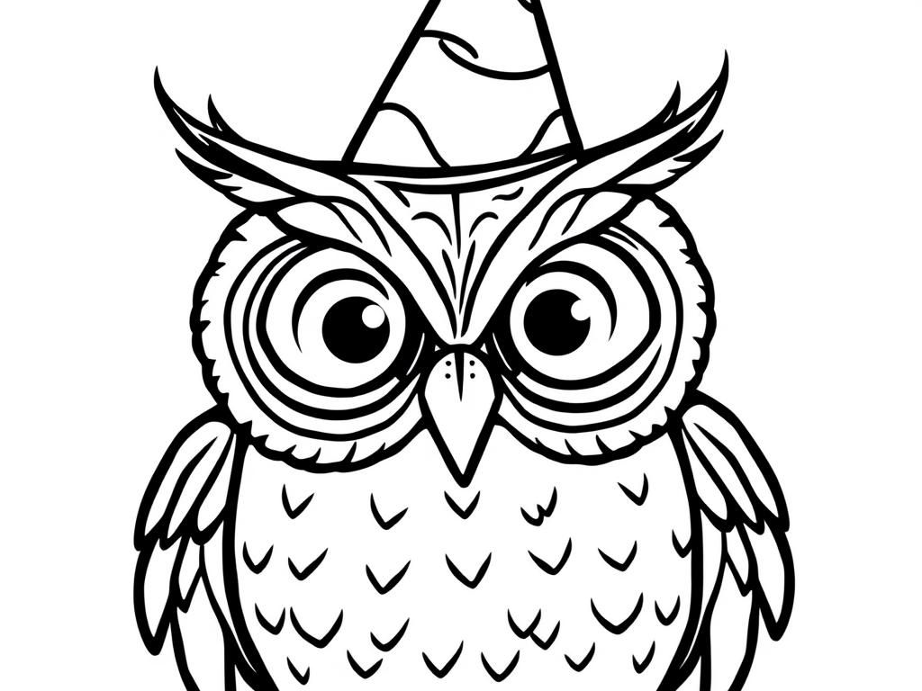 Preview of Wide-eyed owl with party hat